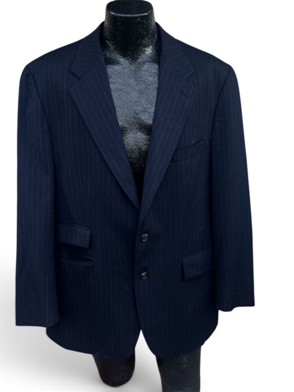Chaps Ralph Lauren Blazer | Navy Pinstripe Wool | 44R